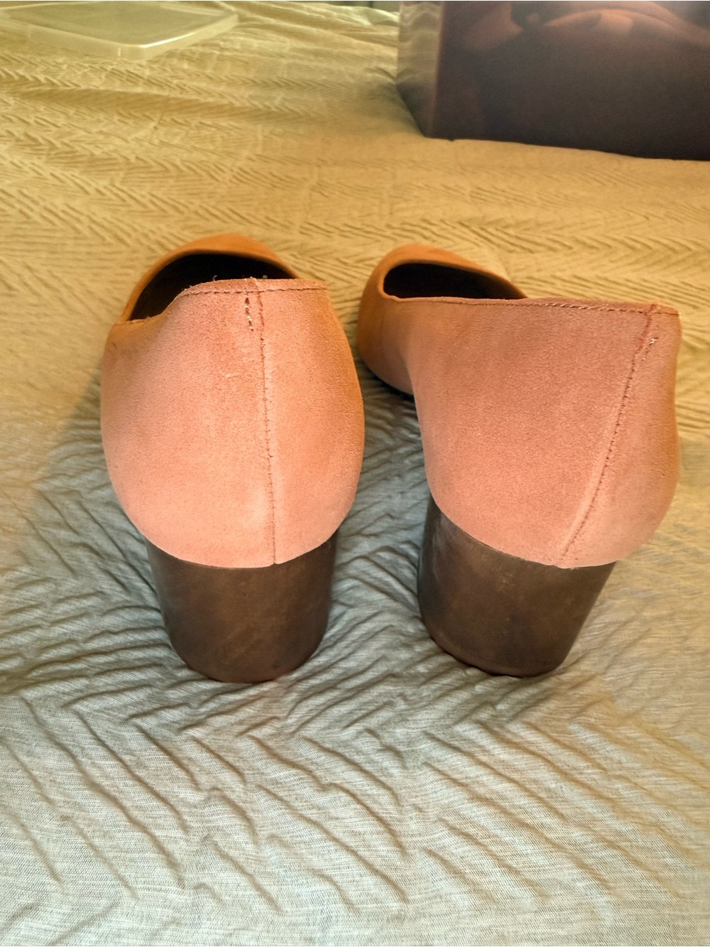 Madewell Suede Block Heel Pumps in Peachy Coral - Picture 7 of 7